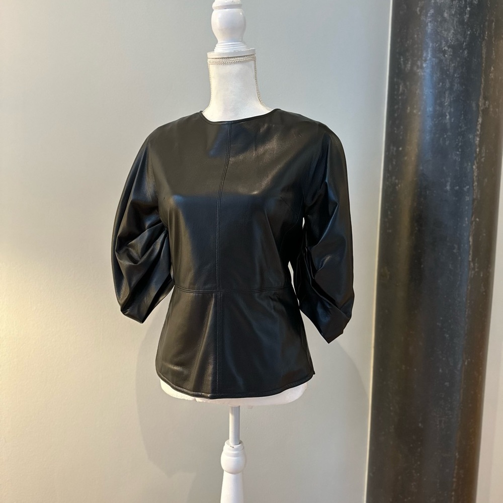 Black vegan leather top size medium (6).